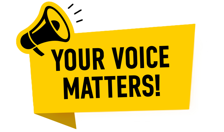 Megaphone with your voice matters speech bubble